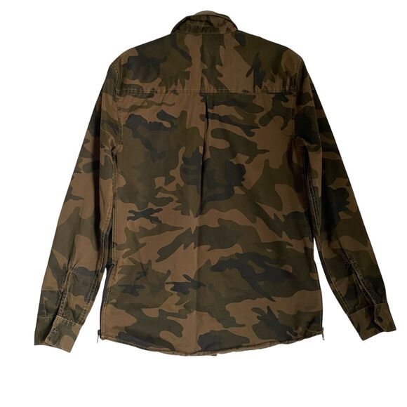 Denim & Flower Camouflage Shacket Shirt Men S Olive Green Snaps Army Outdoor - Picture 2 of 11